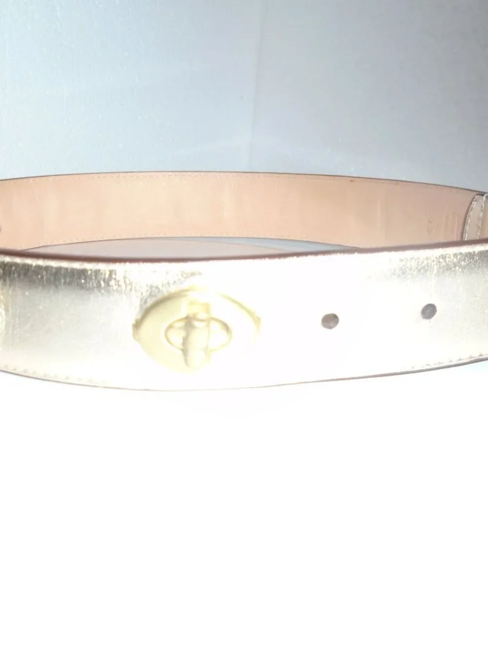 NEW VINTAGE Y2K COACH GOLD LEATHER BRASS TURNLOCK PET DOG COLLAR 60095 SIZE XL